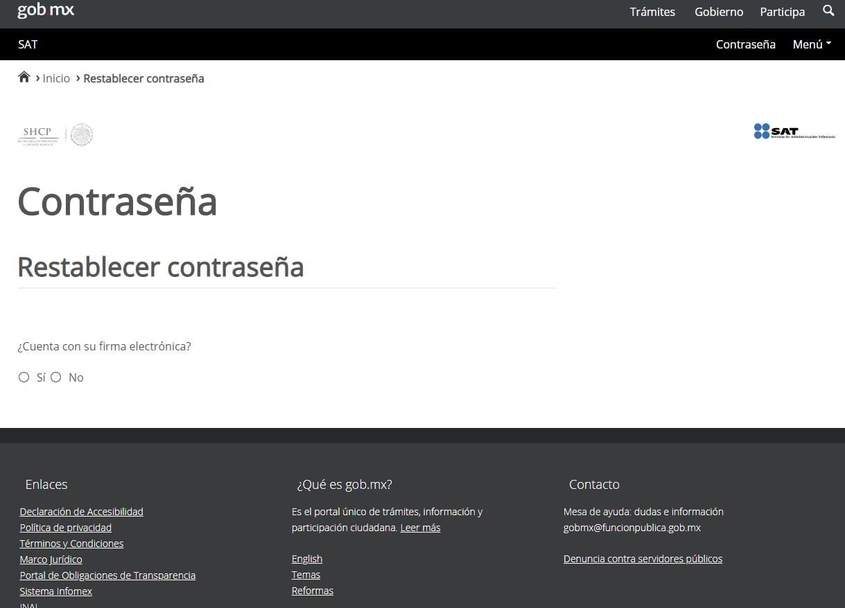 Qué hacer si se pierde la contraseña del SAT